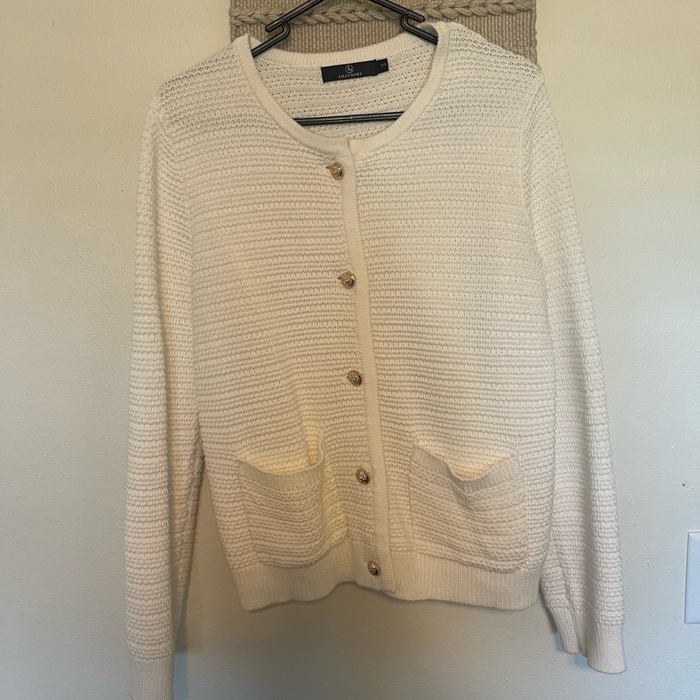 Women's White Cardigan Sweater